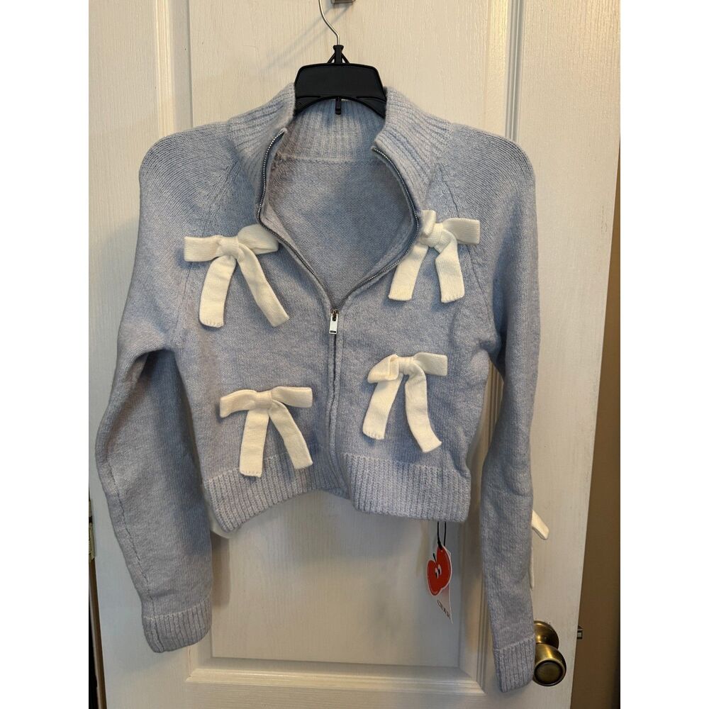 CIDER High-Neck Bowknot Knitted Cardigan
